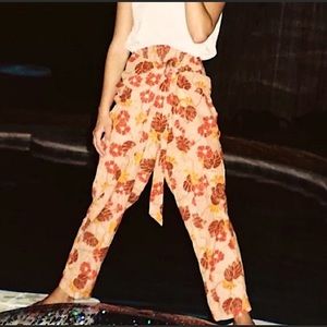 Urban outfitters FRIDA floral print wrap front tapered leg beach pants sz XS
